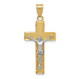 Image of 10K Two-tone Gold Diamond-cut Crucifix Pendant 10D3688