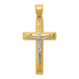 Image of 10K Two-tone Gold Diamond-cut Crucifix Pendant 10K6304
