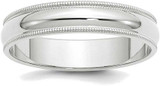 Image of 10K White Gold 5mm Milgrain Half Round Band Ring