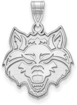 Image of 10K White Gold Arkansas State University Large Pendant by LogoArt (1W002ASU)