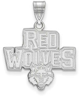 Image of 10K White Gold Arkansas State University Large Pendant by LogoArt (1W006ASU)