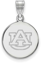 Image of 10K White Gold Auburn University Medium Disc Pendant by LogoArt
