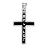 Image of 10k White Gold Casted High Polished w/ Antiqued Letters Name Cross Pendant