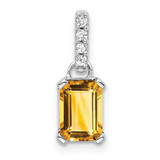 Image of 10K White Gold Citrine and Diamond Pendant PM7410-CI-004-1WA