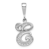 Image of 10K White Gold Filigree Initial E Pendant