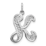 Image of 10K White Gold Filigree Initial K Pendant