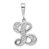 Image of 10K White Gold Filigree Initial L Pendant
