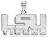 Image of 10K White Gold Louisiana State University Small Pendant by LogoArt (1W042LSU)