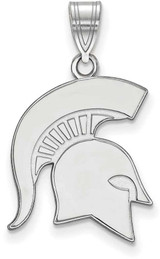 Image of 10K White Gold Michigan State University Large Pendant by LogoArt (1W046MIS)