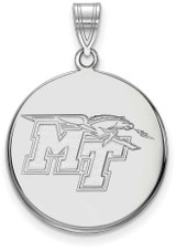 Image of 10K White Gold Middle Tennessee State University Large Disc Pendant by LogoArt