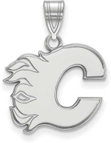 Image of 10K White Gold NHL Calgary Flames Medium Pendant by LogoArt