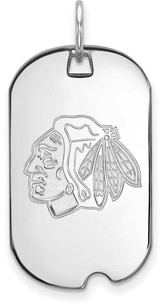 Image of 10K White Gold NHL Chicago Blackhawks Small Dog Tag by LogoArt