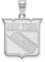 Image of 10K White Gold NHL New York Rangers Large Pendant by LogoArt