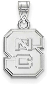 Image of 10K White Gold North Carolina State University Small Pendant by LogoArt 1W002NCS