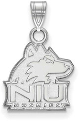 Image of 10K White Gold Northern Illinois University Small Pendant by LogoArt (1W002NIU)
