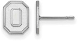 Image of 10K White Gold Ohio State University X-Small Post Earrings by LogoArt (1W051OSU)