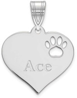Image of 10K White Gold Personalized Heart with Paw Print Cut Out Pendant 10XNA766W