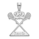Image of 10K White Gold Personalized Name and Number Lacrosse Pendant