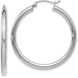Image of 35mm 10k White Gold Polished Hinged Hoop Earrings 10LE130