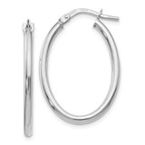 Image of 26mm 10k White Gold Polished Oval Hinged Hoop Earrings 10LE194