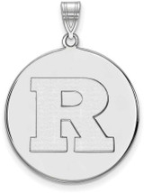 Image of 10K White Gold Rutgers XL Disc Pendant by LogoArt (1W021RUT)