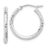 Image of 21.21mm 10k White Gold Shiny-Cut 2mm Round Tube Hoop Earrings 10TC392W