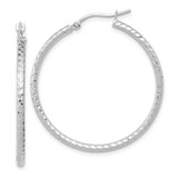 Image of 36.77mm 10k White Gold Shiny-Cut 2mm Round Tube Hoop Earrings 10TC395W