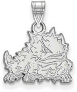 Image of 10K White Gold Texas Christian University Small Pendant by LogoArt (1W017TCU)