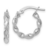 Image of 17mm 10k White Gold Textured Twisted Hinged Hoop Earrings