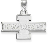 Image of 10K White Gold University of Iowa Small Pendant by LogoArt (1W072UIA)