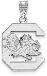 Image of 10K White Gold University of South Carolina Large Pendant by LogoArt (1W004USO)