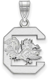 Image of 10K White Gold University of South Carolina Medium Pendant by LogoArt (1W003USO)