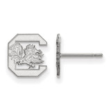 10K White Gold University of South Carolina XSmall Post Earrings LogoArt 1W008