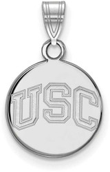 Image of 10K White Gold University of Southern California Small Disc Pendant by LogoArt