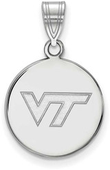 Image of 10K White Gold Virginia Tech Medium Disc Pendant by LogoArt (1W033VTE)