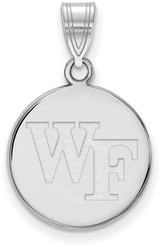 Image of 10K White Gold Wake Forest University Medium Disc Pendant by LogoArt (1W033WFU)