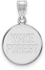 Image of 10K White Gold Wake Forest University Medium Disc Pendant by LogoArt (1W067WFU)