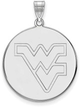 Image of 10K White Gold West Virginia University XL Disc Pendant by LogoArt (1W054WVU)