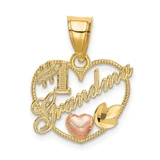 Image of 10k Yellow & Rose Gold #1 GRANDMA In Heart Frame Pendant