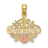 Image of 10k Yellow & Rose Gold #1 GRANDMA w/ Flower Pendant