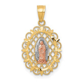Image of 10k Yellow & Rose Gold with White Rhodium Our Lady of Guadalupe Pendant 10C1045