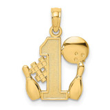 Image of 10K Yellow Gold #1 Bowling Ball and Two Pins Pendant