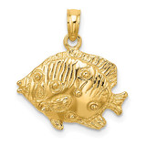 Image of 10K Yellow Gold 2-D Polished Engraved Fish Pendant