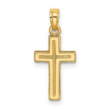 Image of 10K Yellow Gold 2-D Polished Textured Cross Pendant