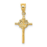 Image of 10K Yellow Gold 2-D Starburst Crucifix Pendant