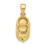 Image of 10K Yellow Gold 3-D November/Synthetic Stone Engraveable Baby Shoe Pendant
