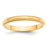 Image of 10K Yellow Gold 3mm Milgrain Half Round Band Ring