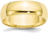 Image of 10K Yellow Gold 6mm Lightweight Half Round Band Ring