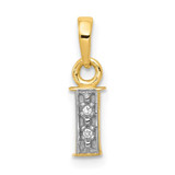 Image of 10K Yellow Gold and Rhodium Diamond Initial I Pendant