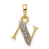 Image of 10K Yellow Gold and Rhodium Diamond Initial N Pendant